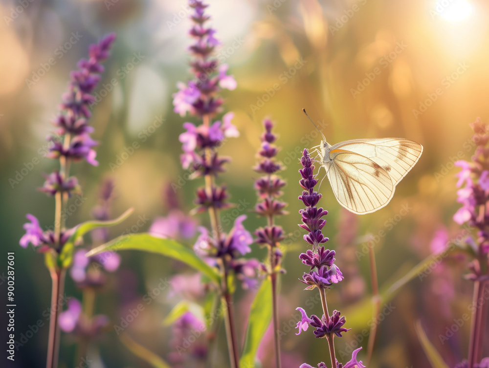 Naklejka premium butterfly on lavender