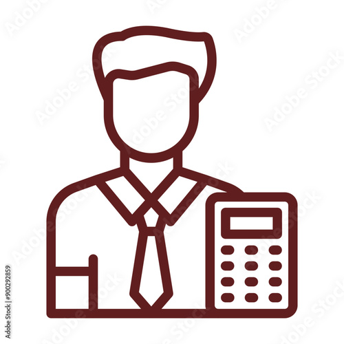 Accountant Vector Line Maroon Design