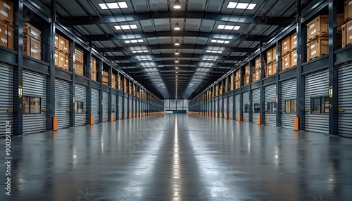 Wallpaper Mural a long hallway with lights on the floor. Torontodigital.ca