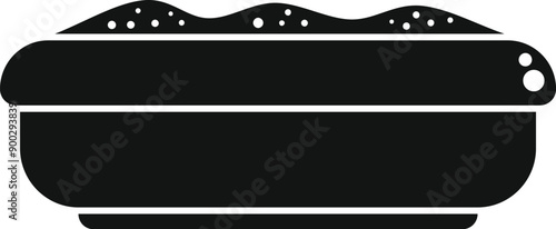 Full cat litter box with poop icon in simple style isolated on white background