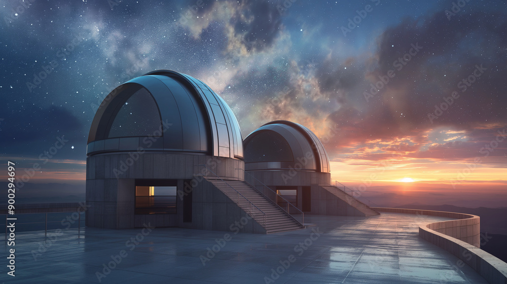 A modern observatory with astronomers using powerful telescopes to study celestial phenomena. A modern observatory with astronomers using powerful telescopes to study celestial phenomena.