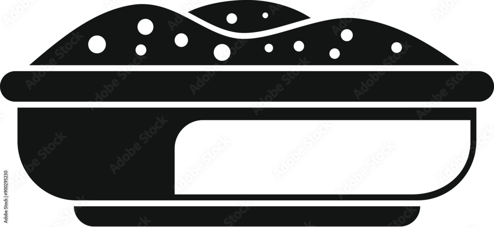 Black and white icon of a large sandbox full of sand for children playing in the park or backyard Black and white icon of a large sandbox full of sand for children playing in the park or backyard