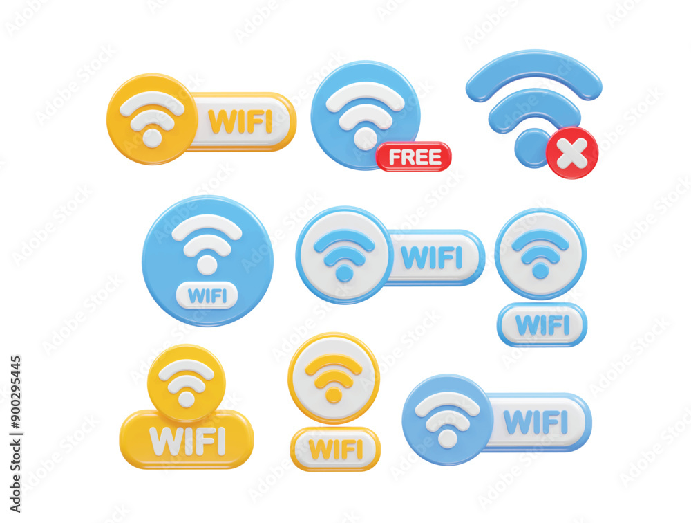 Wi-Fi icon vector illustration element wifi 3d render icons Wi-Fi icon vector illustration element wifi 3d render icons