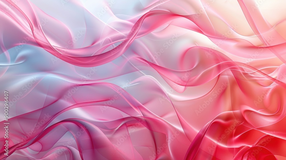 Fototapeta premium Abstract Colorful Flowing Ribbons in Pink and Blue Tones with Soft Gradient Background