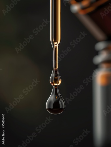 Wallpaper Mural A close-up of an oil drop falling from a pipette, showcasing fluidity and richness, perfect for culinary or wellness themes. Torontodigital.ca