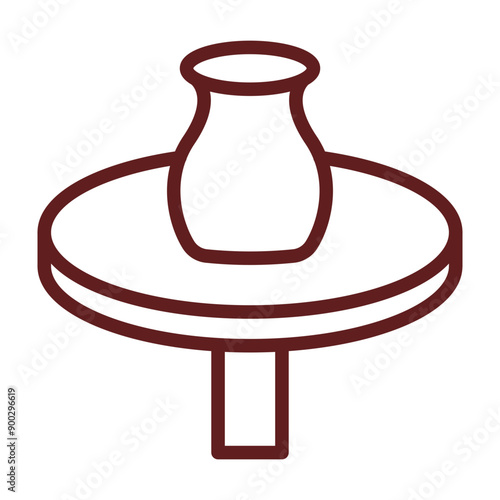 Pottery Wheel Vector Line Maroon Design