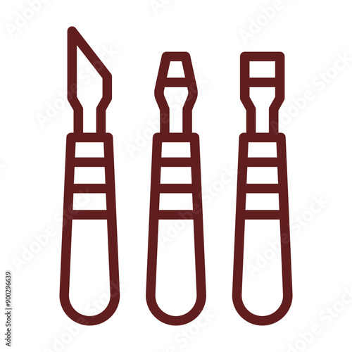 Sculpting Tools Vector Line Maroon Design