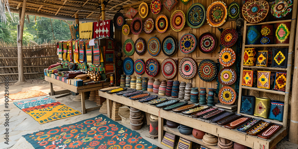 Fototapeta premium Exhibiting artwork and traditional crafts from Odisha