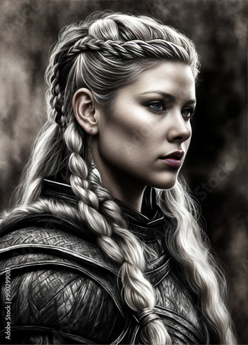 Portrait of a woman lagertha - Viking photo