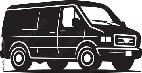 Modern Cargo Van silhouette flat vector illustration isolated on a white background