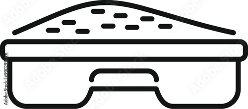 Simple line drawing of a cat litter box filled with clumping cat litter