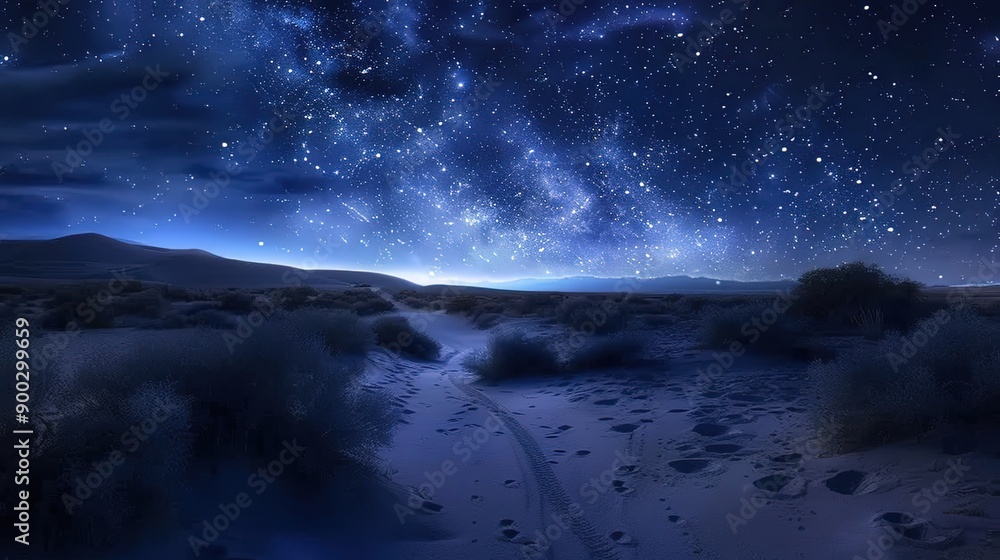 Naklejka premium Starry desert wallpaper