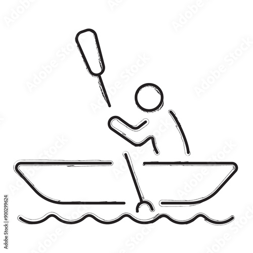 canoe brush strokes on a white background. Vector illustration.