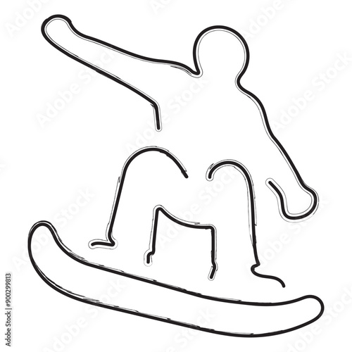 snowboard brush strokes on a white background. Vector illustration.