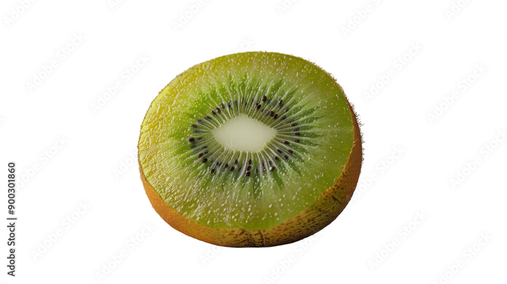 Vibrant Cross-Section of Fresh Kiwi Fruit Displayed on White Background Vibrant Cross-Section of Fresh Kiwi Fruit Displayed on White Background