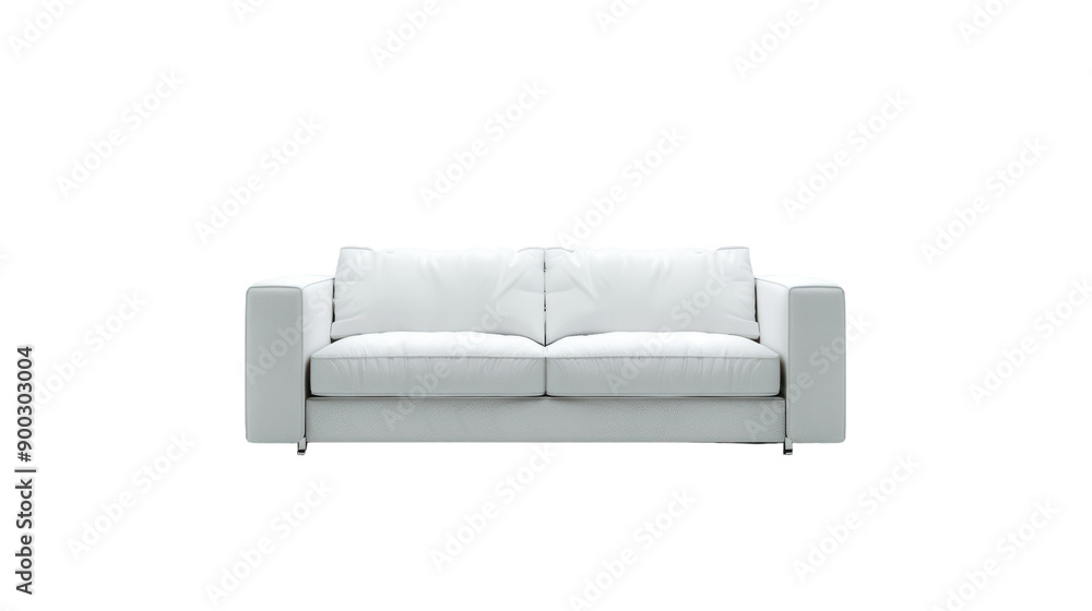 Elegant Modern White Sofa Placed Against Minimalist Background in Bright Indoor Space Elegant Modern White Sofa Placed Against Minimalist Background in Bright Indoor Space