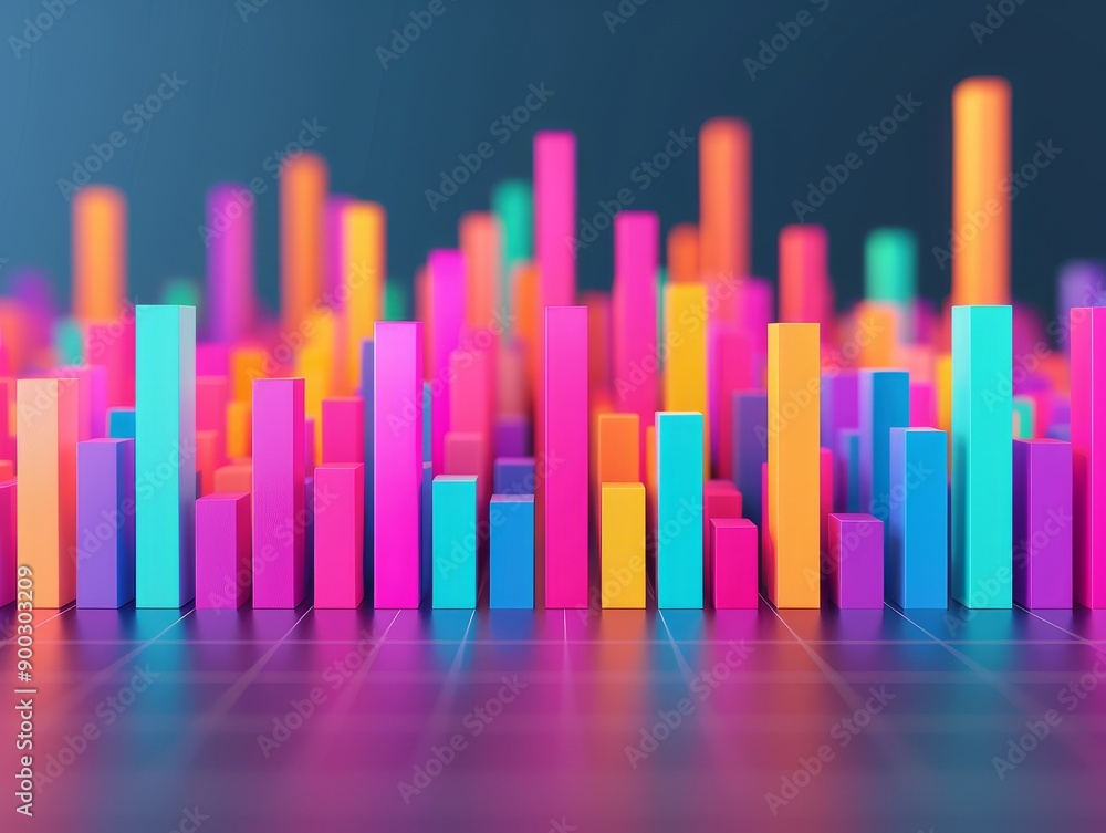 Obraz premium abstract colorful 3d bars graphic design illustration - data visualization for business success, growth, and innovation