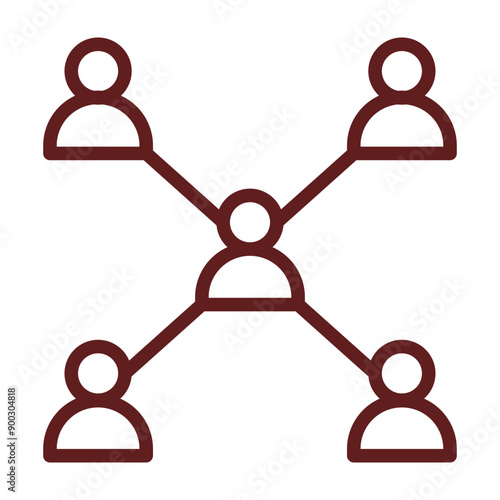 Connecting People Vector Line Maroon Icon Design