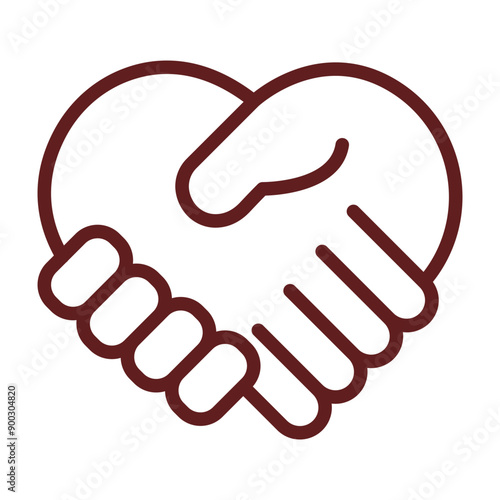 Mutual Agreement Vector Line Maroon Icon Design