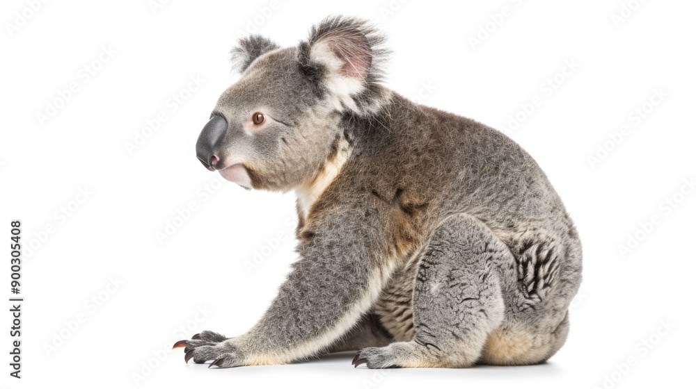 Fototapeta premium koala sitting isolated on white background