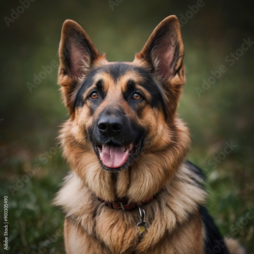 cute german shepherd dog head face companion pet white background