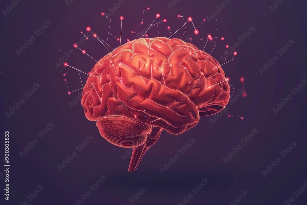 Digital art of human profile with glowing neural connections illustrating cognitive functions Digital art of human profile with glowing neural connections illustrating cognitive functions