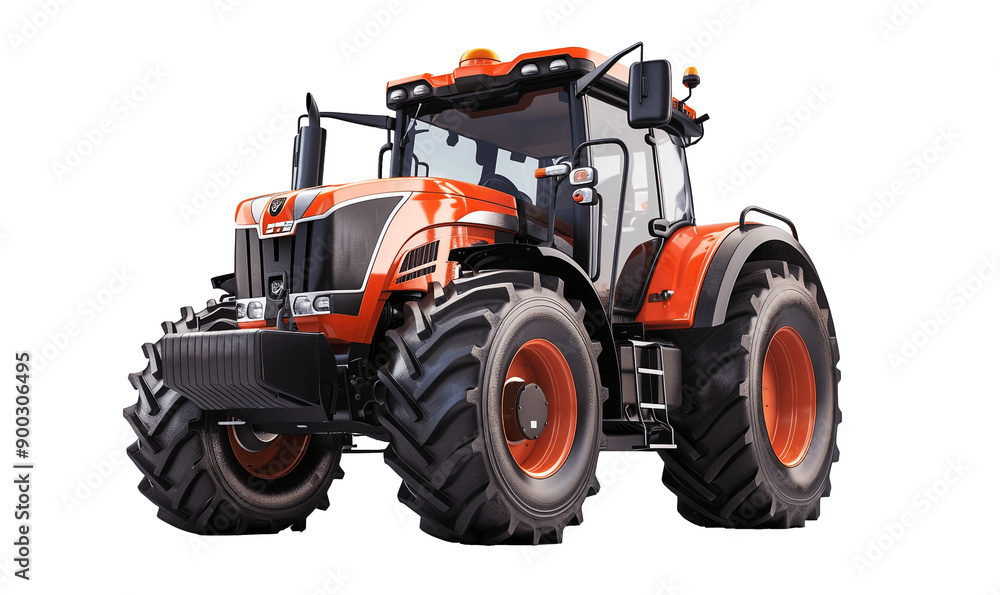 Obraz premium Big Powerful Agricultural Tractor Isolated on Transparent PNG Background, Generative AI. 