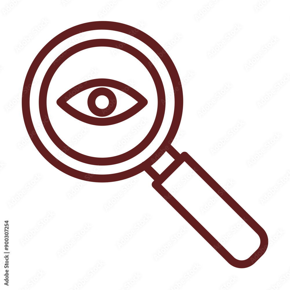 Observation Vector Line Maroon Icon Design
