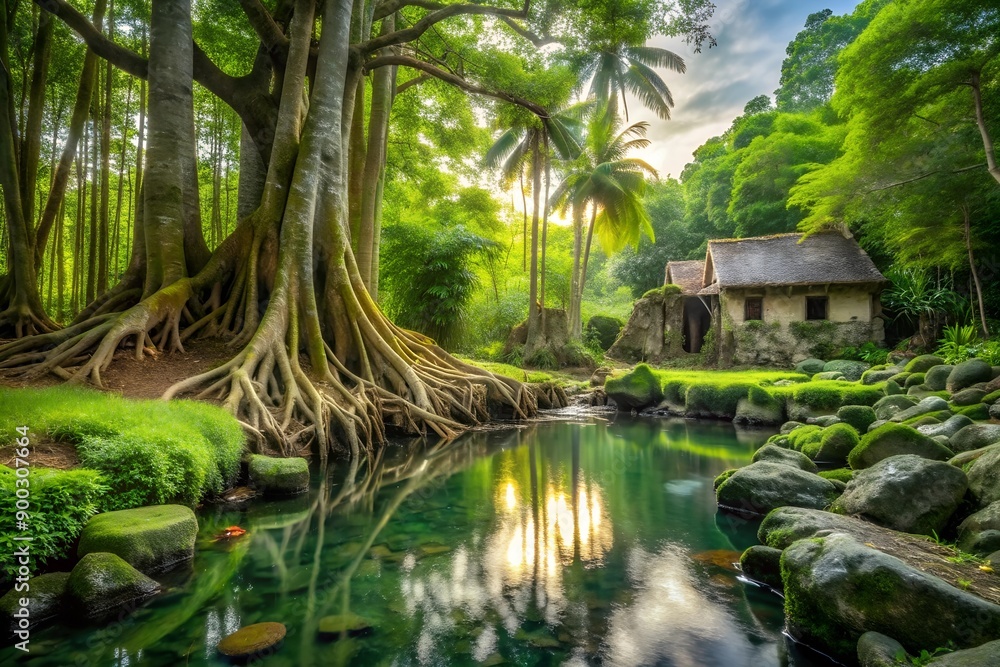 A little house in the tropical forest A little house in the tropical forest