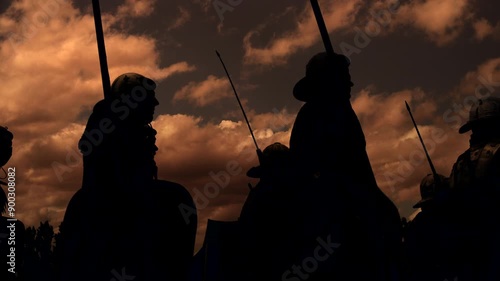 Wallpaper Mural Silhouetted knights on horseback in a sunset sky embody medieval nobility and warrior spirit Torontodigital.ca
