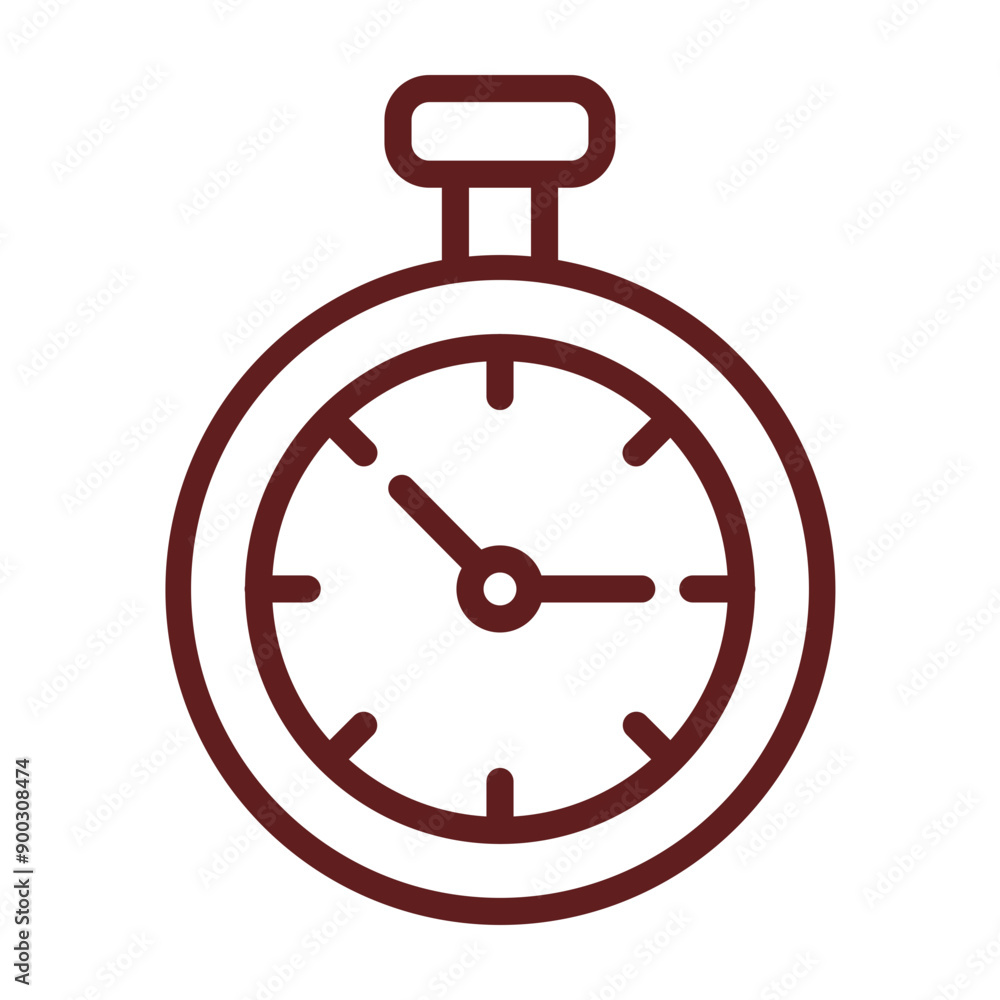 Clock Vector Line Maroon Icon Design Clock Vector Line Maroon Icon Design