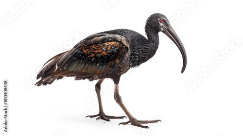 black ibis bird isolated on white background photo