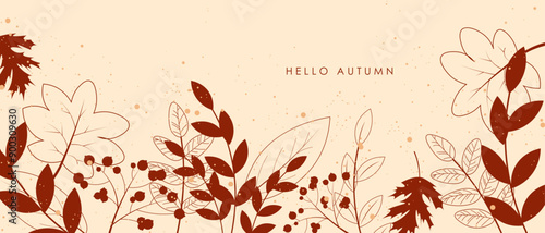 Hello Autumn banner, background