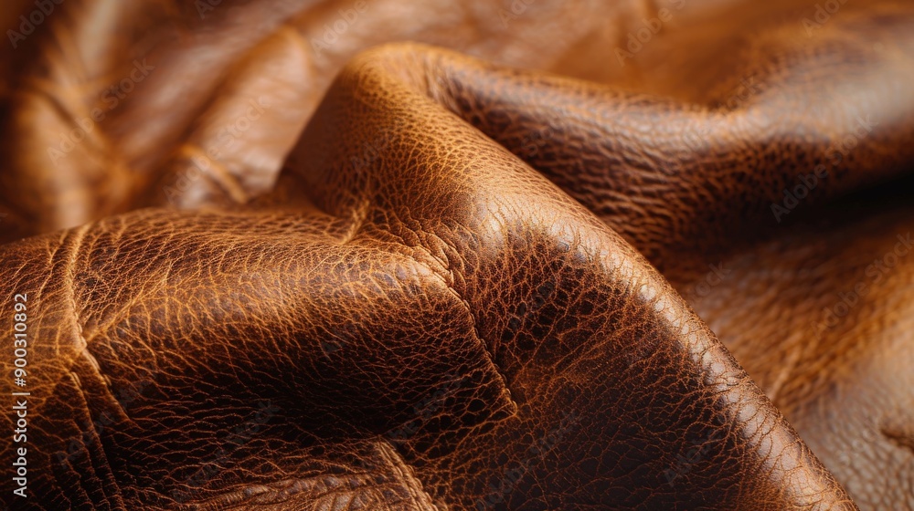 Elegant Brown Leather Detail Close-Up Showing Texture and Grain Elegant Brown Leather Detail Close-Up Showing Texture and Grain
