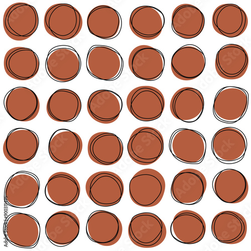 Abstract retro circle seamless texture on whte backgrouond