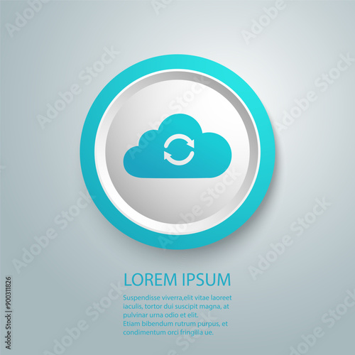 Cloud sync or cloud refresh with arrows line art vector icon for apps and websites