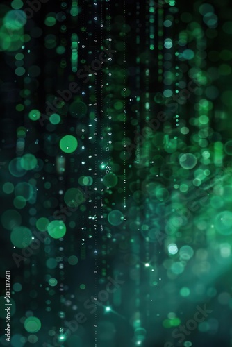 Wallpaper Mural Binary digits cascading on a green-tinted dark background, tech ambiance, slight motion blur, low angle, digital art Torontodigital.ca