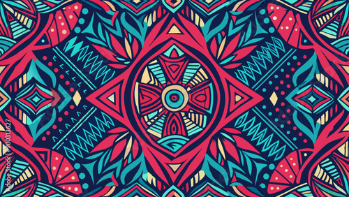 Hand drawn abstract seamless pattern, ethnic background