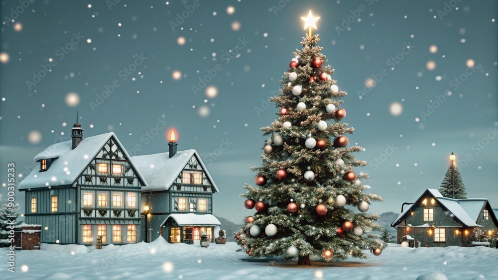 Obraz premium christmas tree in the snow
