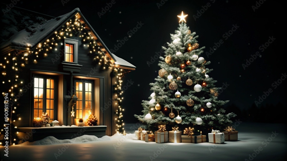 christmas tree with candles and gifts christmas tree with candles and gifts