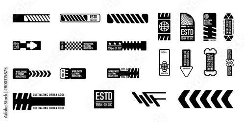 Futuristic streetwear cyberpunk interface element technology graphic vector design template