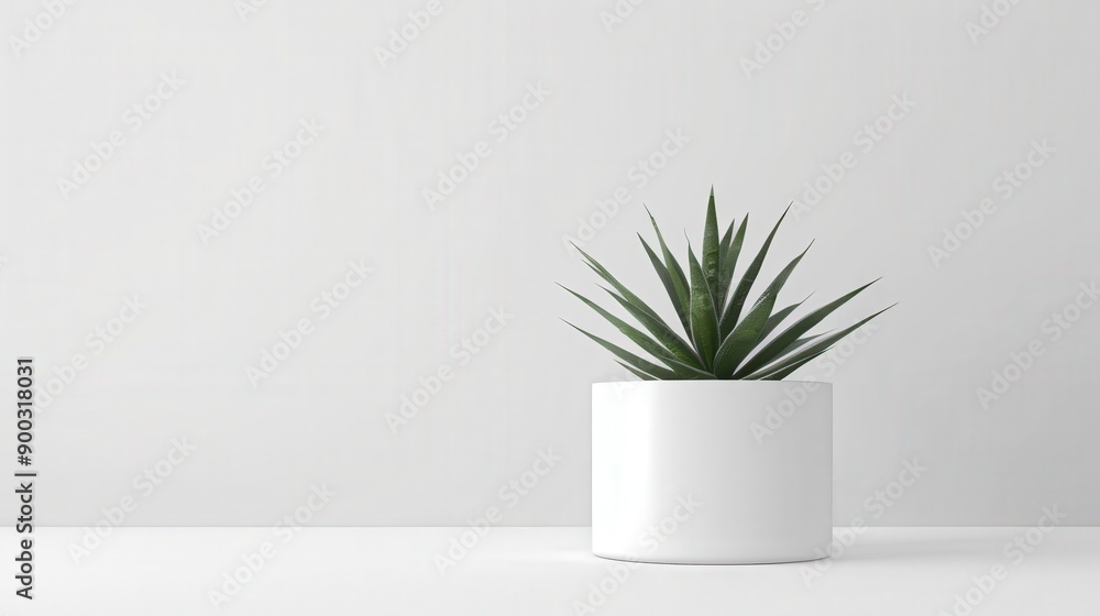 Potted Succulent Plant on Minimalist White Surface Potted Succulent Plant on Minimalist White Surface