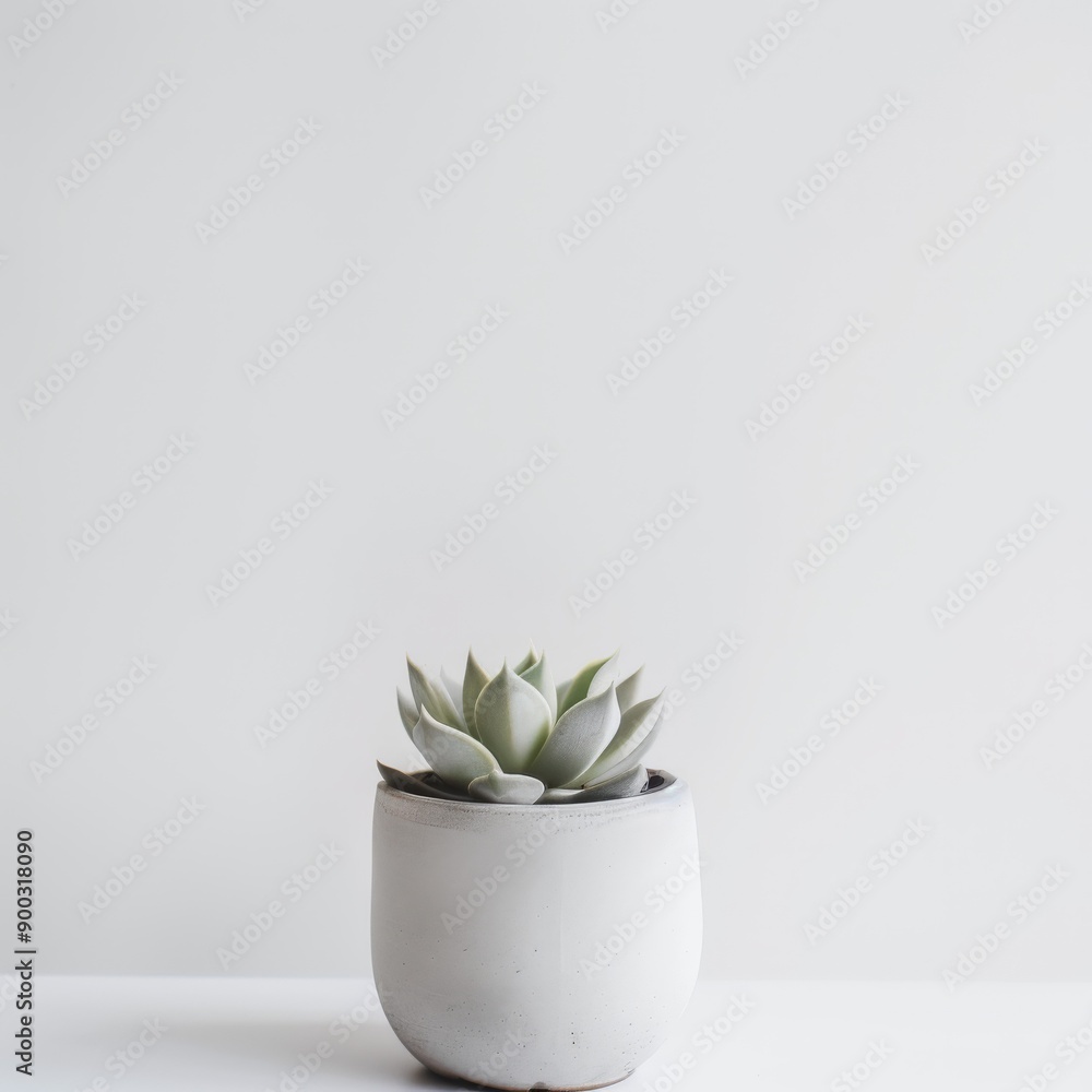 Elegant Succulent in Minimalist Pot on Clean White Background Elegant Succulent in Minimalist Pot on Clean White Background