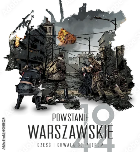 Fototapeta samoprzylepna Powstanie Warszawskie grafika