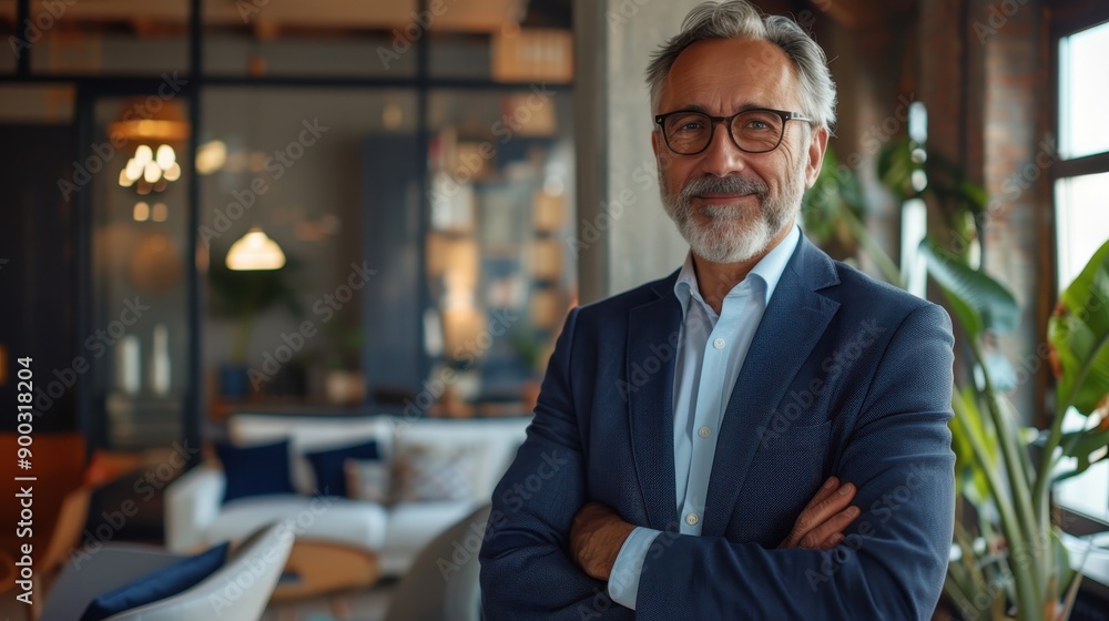 Confident Senior CEO Inspiring Authority in Elegant Office Setting Confident Senior CEO Inspiring Authority in Elegant Office Setting