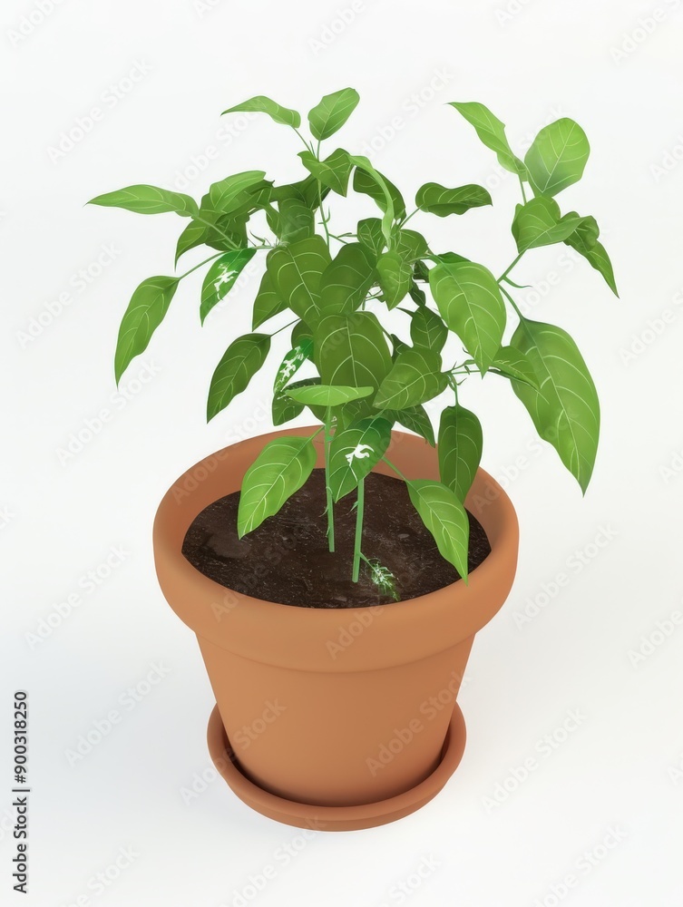 Potted Plant Growing Healthy Green Leaves Indoors Potted Plant Growing Healthy Green Leaves Indoors