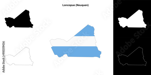 Loncopue department (Neuquen) outline map set