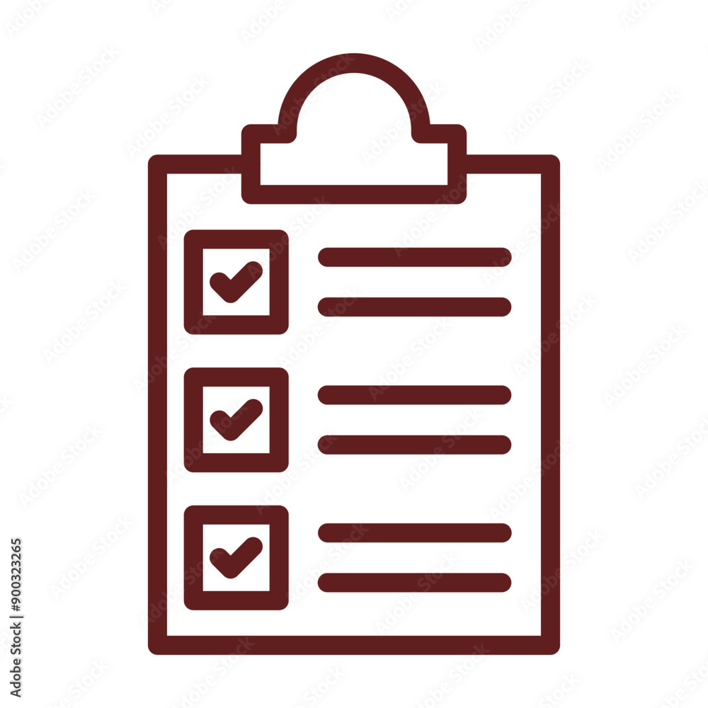 Photos Checklist Vector Line Maroon Icon Design