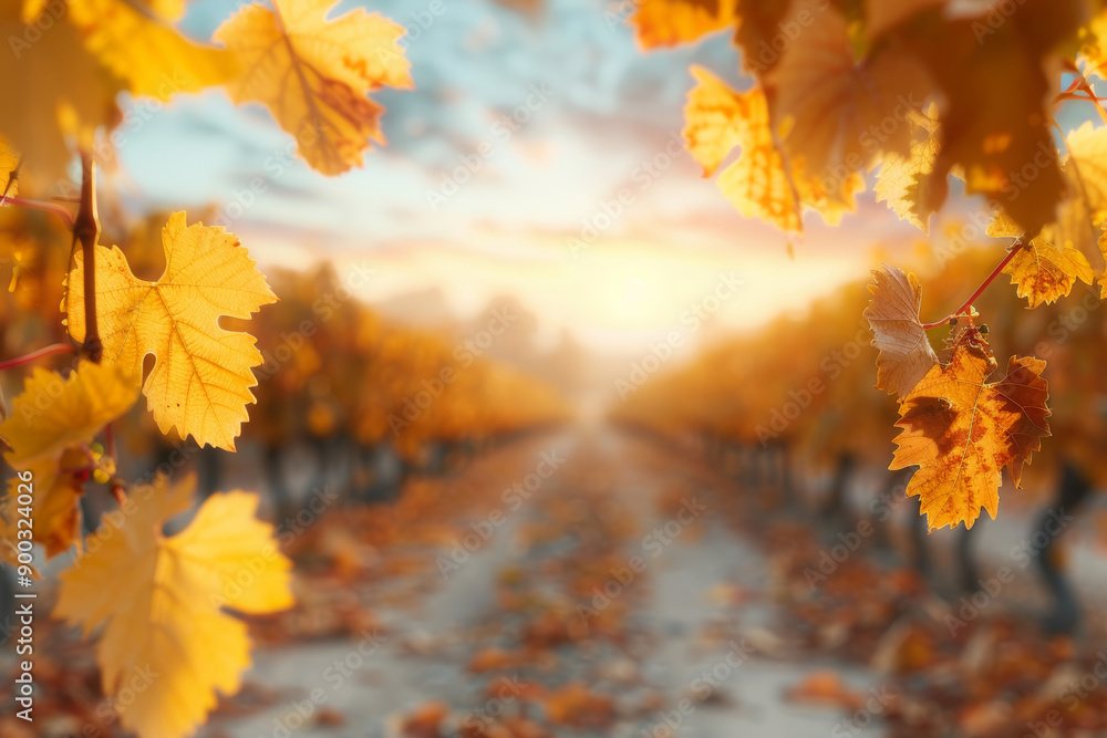 An autumn background of a vineyard with golden leaves and a blurred road in autumn, closeup. A romantic blurred banner for wedding invitations, love letters or travel advertising ...
An autumn background of a vineyard with golden leaves and a blurred road in autumn, closeup. A romantic blurred banner for wedding invitations, love letters or travel advertising ...