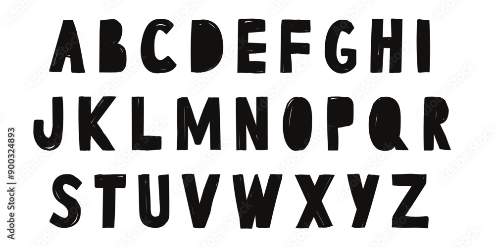 set of Playful letters. hand drawn Typography. Font For Kids And Games. Vector alphabet letters set, black script. Perfect for happy birthday design in childish style, for school set of Playful letters. hand drawn Typography. Font For Kids And Games. Vector alphabet letters set, black script. Perfect for happy birthday design in childish style, for school